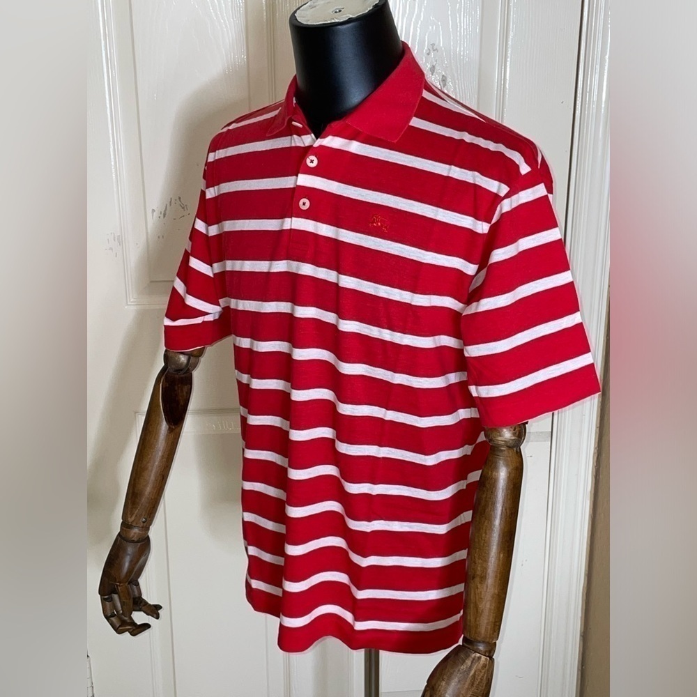 Vintage Burberrys Polo Shirt Golf 90s Striped Pattern Retro Men Size Large USA - Picture 4 of 10